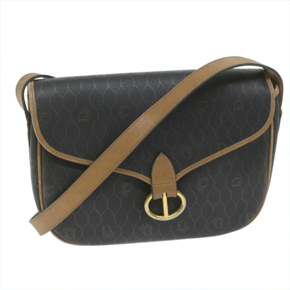 DIOR Honeycomb Canvas Shoulder Bag Pvc Black